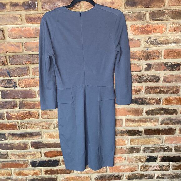 LaVia 18 Gray Italian Long Sleeve Sheath V-Neck Dress Women's Size 40 US 6 - Picture 8 of 8